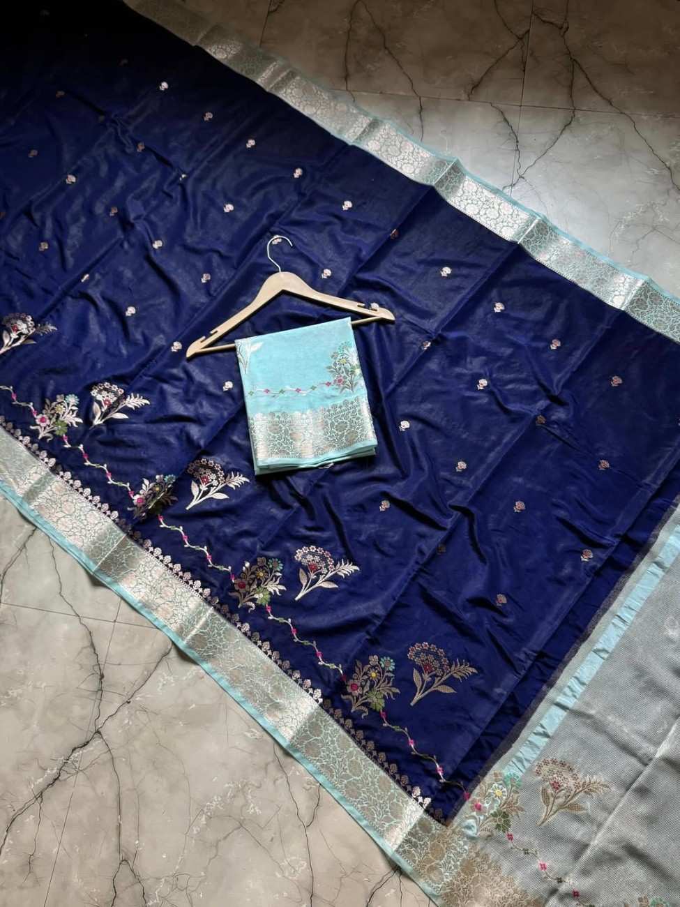 Banarasi Semi Katan Saree with Fancy Zari Weaving | Banarasi Textiles
