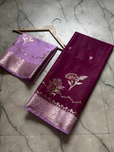 Banarasi Semi Katan Saree with Fancy Zari Weaving | Banarasi Textiles