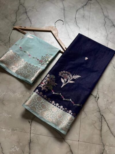 Banarasi Semi Katan Saree with Fancy Zari Weaving | Banarasi Textiles