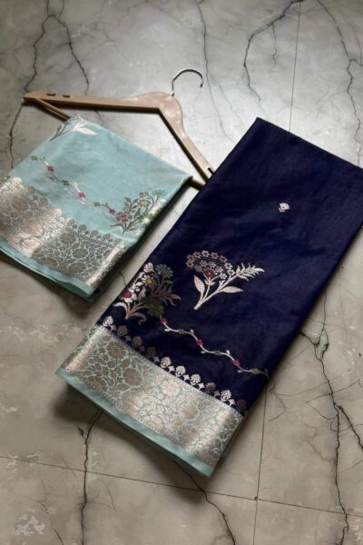 Banarasi Semi Katan Saree with Fancy Zari Weaving | Banarasi Textiles
