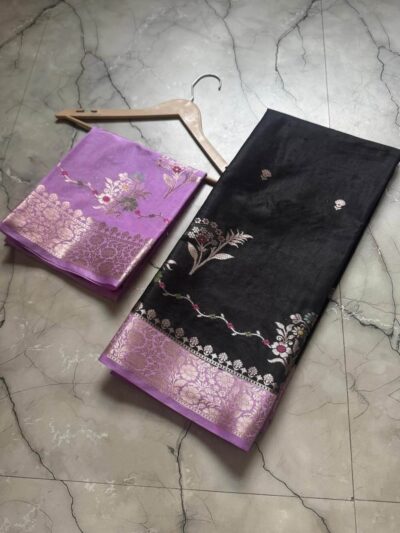 Banarasi Semi Katan Dyeable Saree with Fancy Zari Weaving & Designer Border