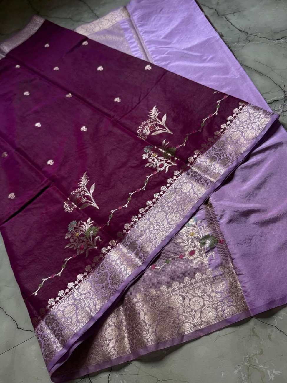 Banarasi Semi Katan Saree with Fancy Zari Weaving | Banarasi Textiles